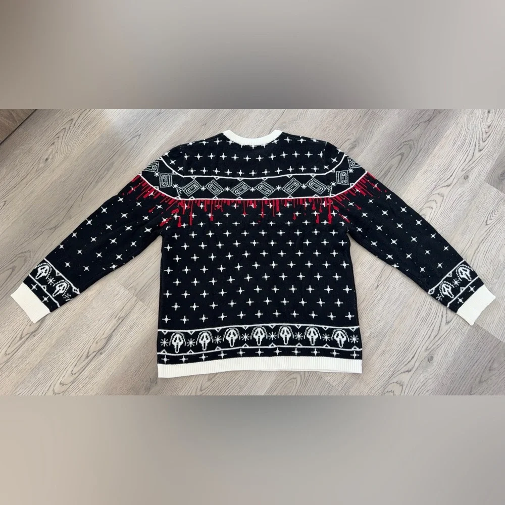 NEW SCREAM Ghost Face Horror Movie Ugly Christmas Sweater Size XL NEW RARE - Picture 6 of 9